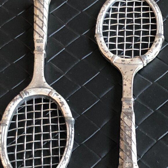 One Vintage Mod Dep Peltro Italy Silver Pewter Tennis Racket - Picture 6 of 7